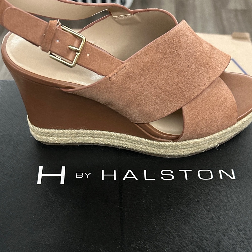 H by Halston Women's Brown Wedge Sandals size 8.5